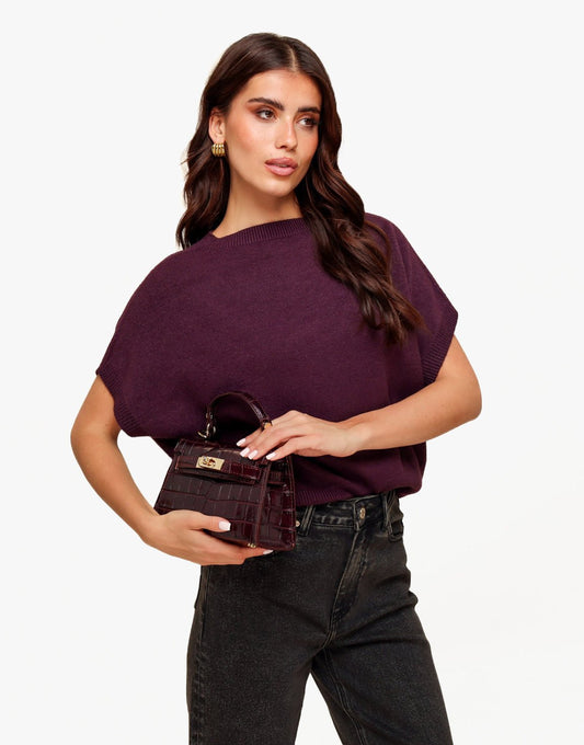 Bordeaux Slangen Leren Gouden Detail - Tas - Olivia & Kate