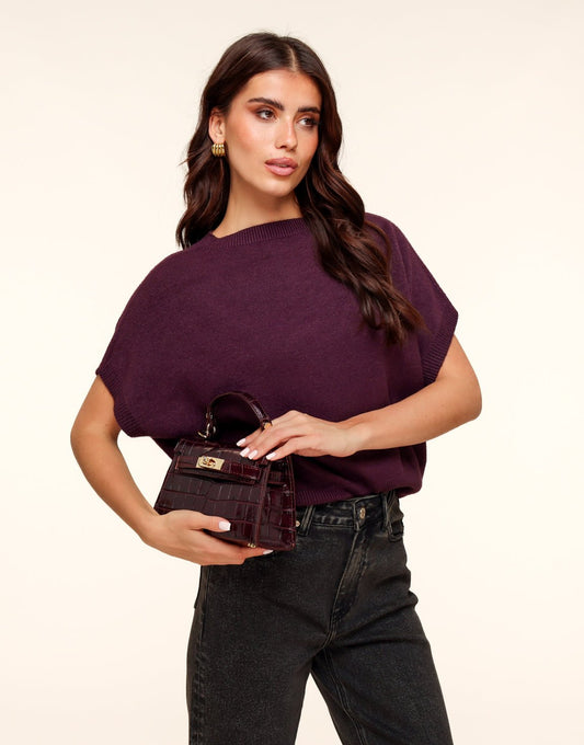 Bordeaux Slangen Leren Gouden Detail - Tas - Olivia & Kate