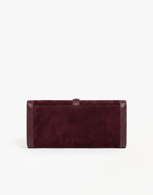 Bordeaux Suede Clutch - Tas - Olivia & Kate
