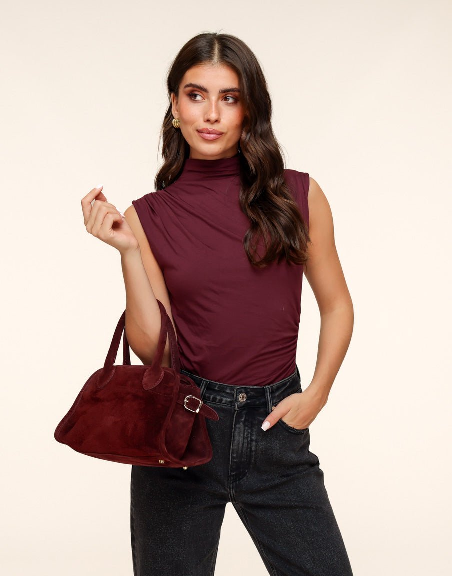 Bordeaux Suede - Handtas - Olivia & Kate