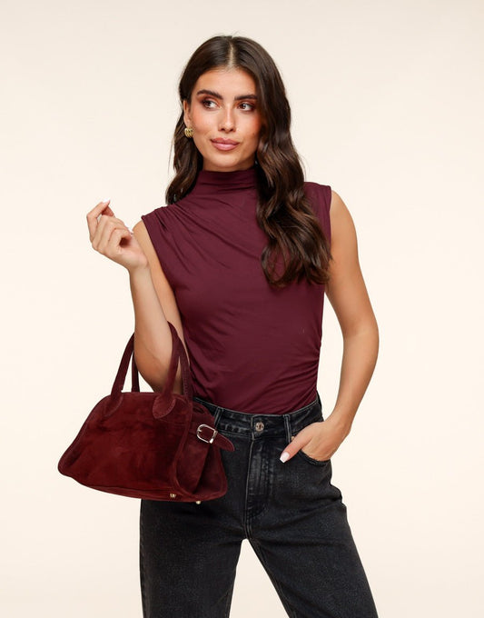 Bordeaux Suede - Handtas - Olivia & Kate