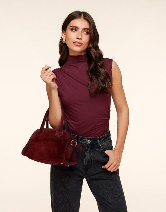 Bordeaux Suede - Handtas - Olivia & Kate