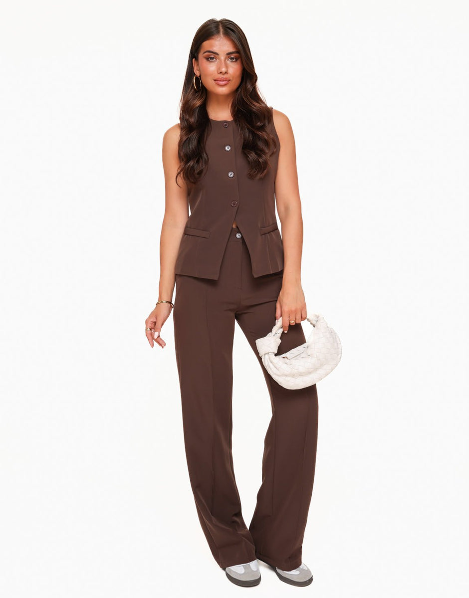 Vera geplooide pantalon - Bruin main image 1