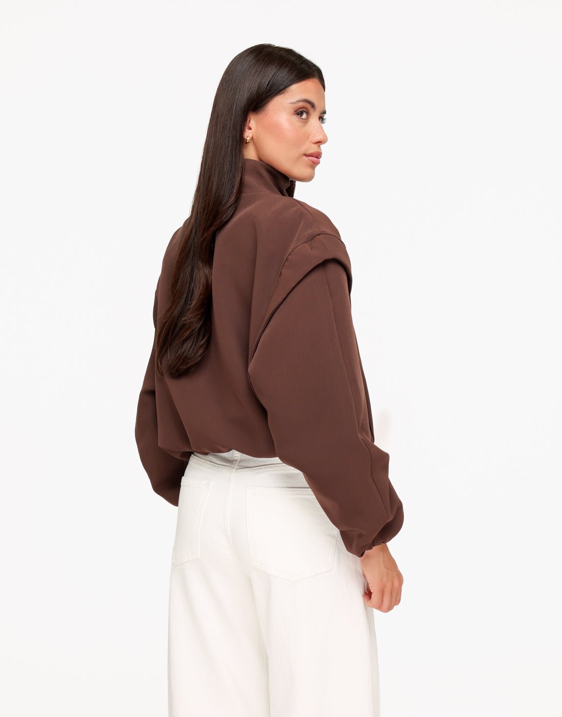 Bruine F/W Edit Hoge Kraag Bomber - Jas - Olivia & Kate
