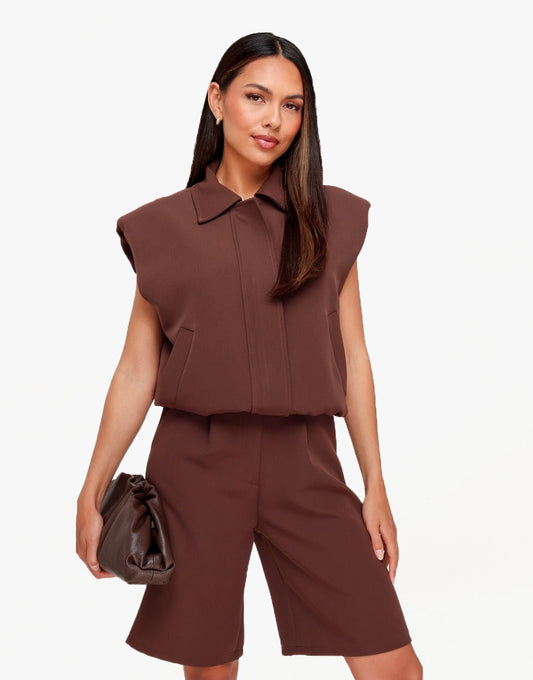 Bruine F/W Edit Schouder Pads - Gilet - Olivia & Kate