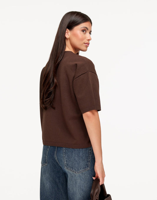 Bruine Gebreide SS T- Shirt - Olivia & Kate