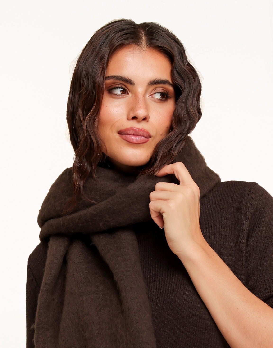 Bruine Gebreide STUDIO - Sjaal - Olivia & Kate