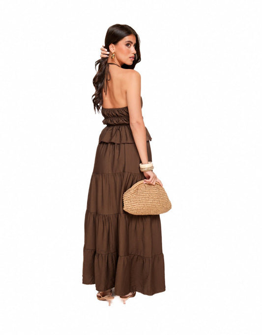 Bruine Getailleerde Maxi - Set - Olivia & Kate