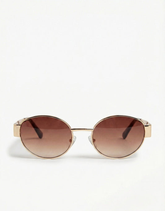Bruine Ovale Gouden Montuur - Zonnebril - Olivia & Kate