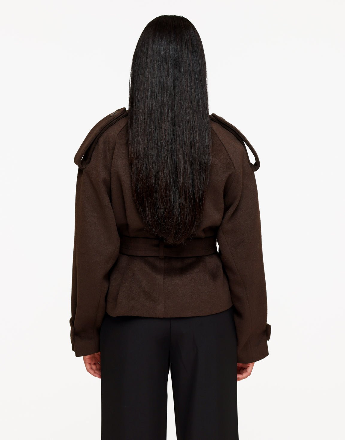 Bruine Oversized Kraag Ceintuur - Jas - Olivia & Kate