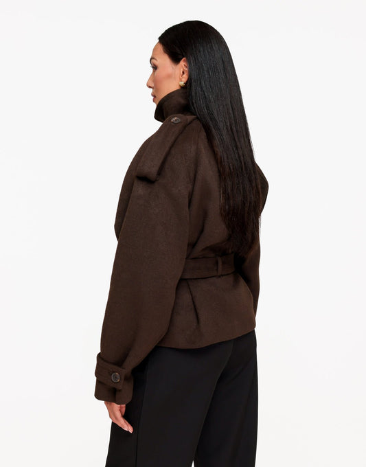 Bruine Oversized Kraag Ceintuur - Jas - Olivia & Kate