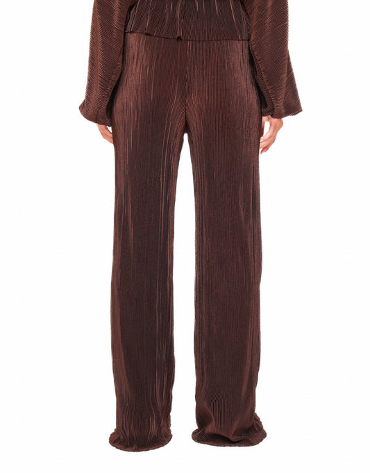 Bruine Plisse Wijde - Broek - Olivia & Kate