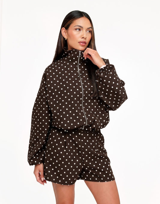 Bruine Polkadot Oversized - Jas - Olivia & Kate