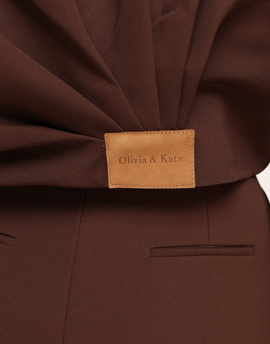 Bruine Premium Achterkant Detail - Jas - Olivia & Kate