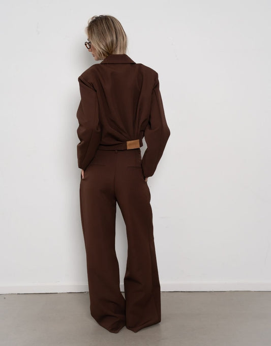 Bruine Premium Wijde - Pantalon - Olivia & Kate