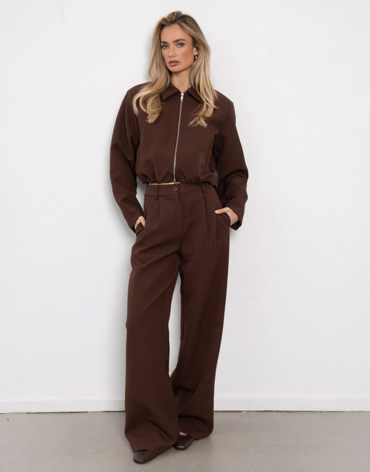 Bruine Premium Wijde - Pantalon - Olivia & Kate