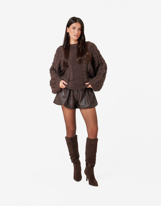 Bruine PU Ballon - Short - Olivia & Kate
