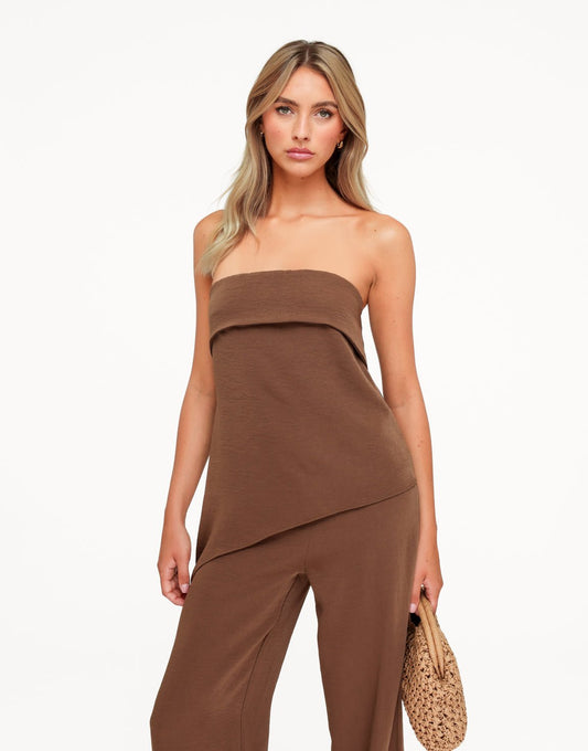 Bruine Strapless Omgeslagen Bovenkant - Set - Olivia & Kate