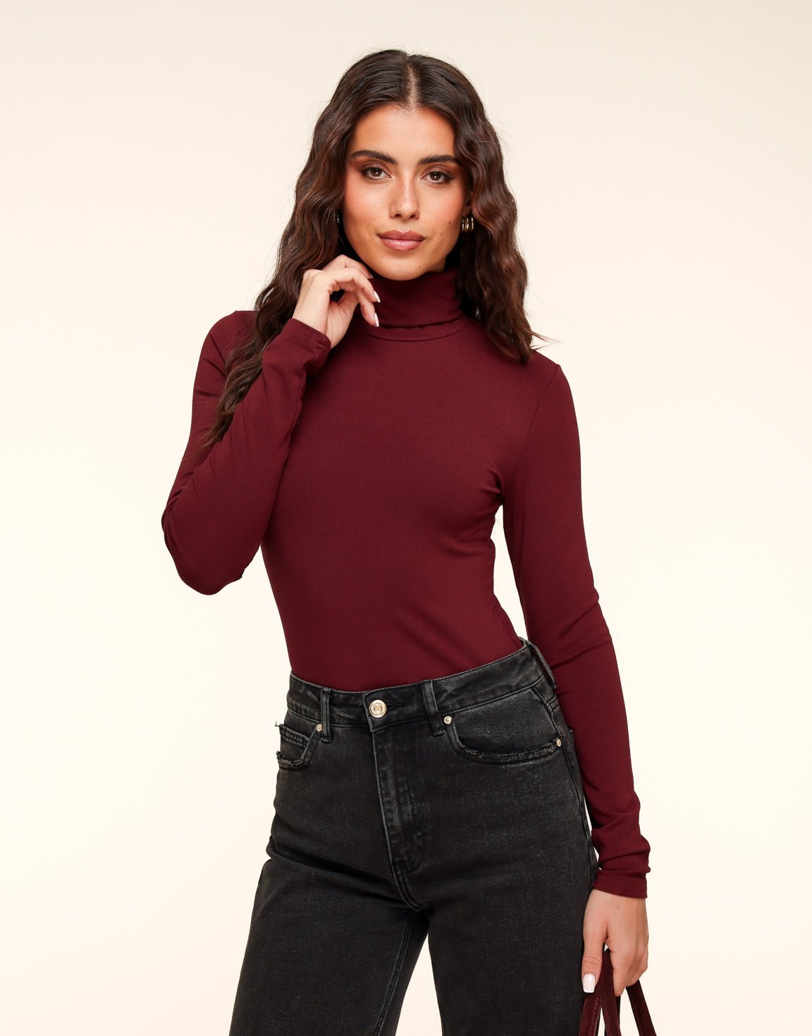 Burgundy Basic Hoge Col - Body - Olivia & Kate
