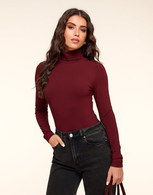 Burgundy Basic Hoge Col - Body - Olivia & Kate