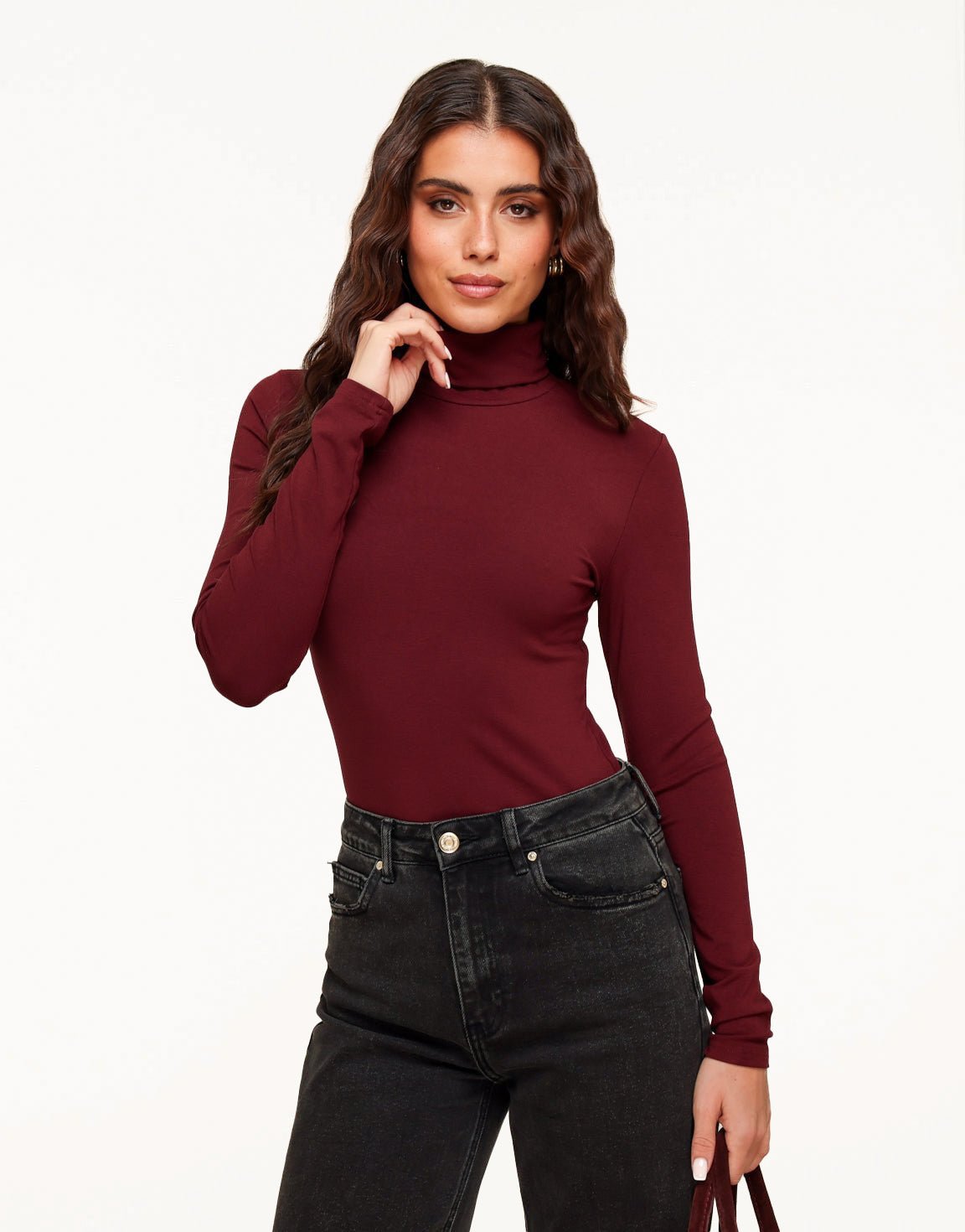 Burgundy Basic Hoge Col - Body - Olivia & Kate