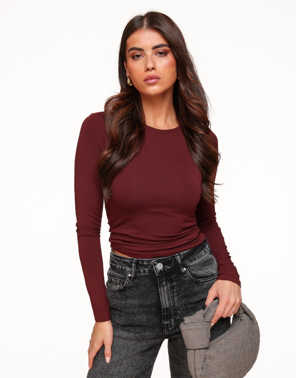 Burgundy Basic LS - Top - Olivia & Kate
