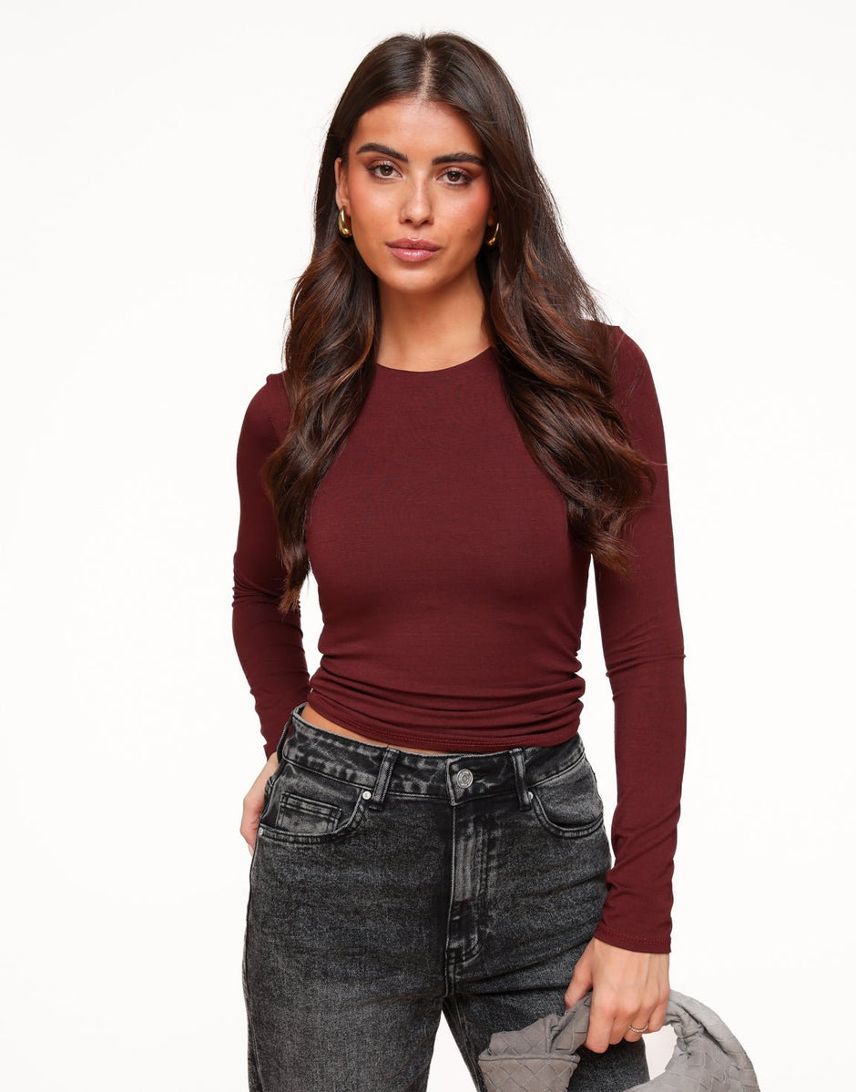 Burgundy Basic LS - Top | Olivia & Kate - Olivia & Kate