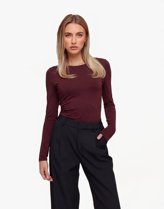 Burgundy Basic LS - Top - Olivia & Kate
