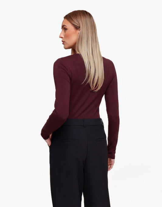 Burgundy Basic LS - Top - Olivia & Kate