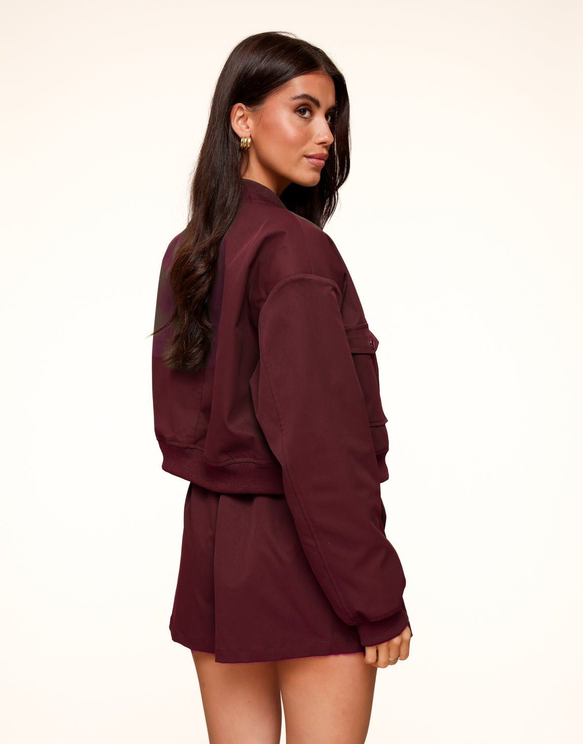 Burgundy Bomber Cropped - Jasje - Olivia & Kate