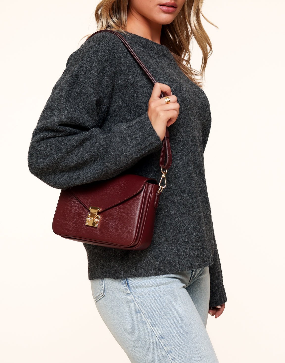 Burgundy Classic Leren - Tas - Olivia & Kate