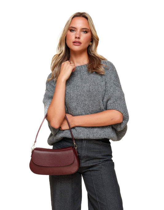 Burgundy Elegante Leren - Tas - Olivia & Kate
