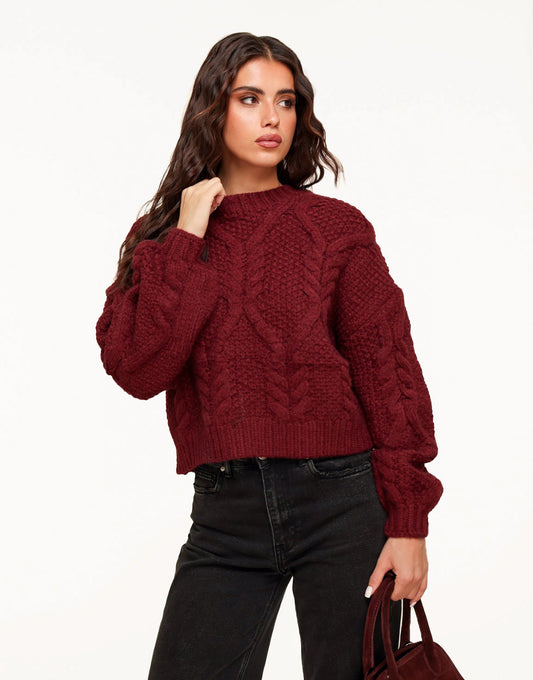 Burgundy Cable Knit Sweater