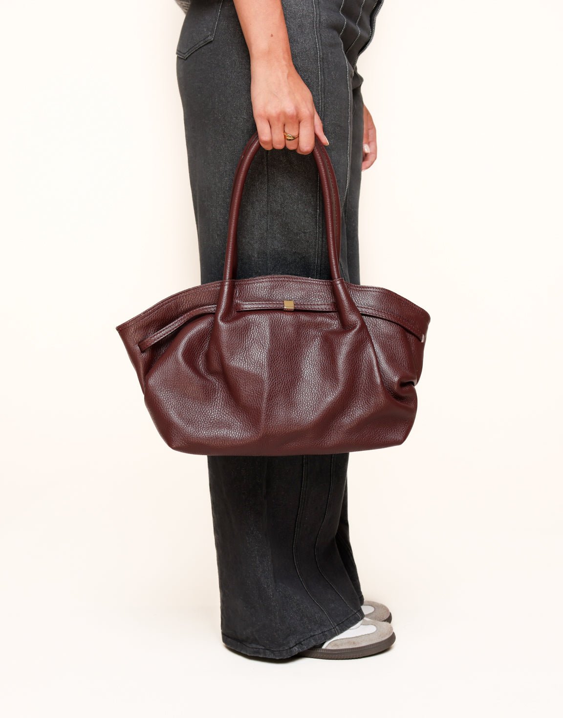 Burgundy Grote Leren Shopper - Tas - Olivia & Kate