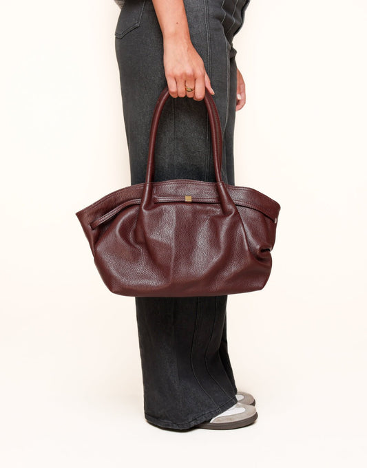Burgundy Grote Leren Shopper - Tas - Olivia & Kate