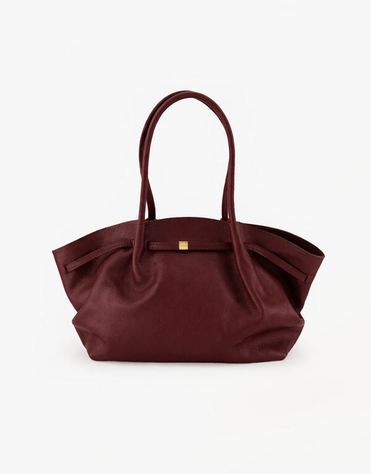 Burgundy Grote Leren Shopper - Tas - Olivia & Kate