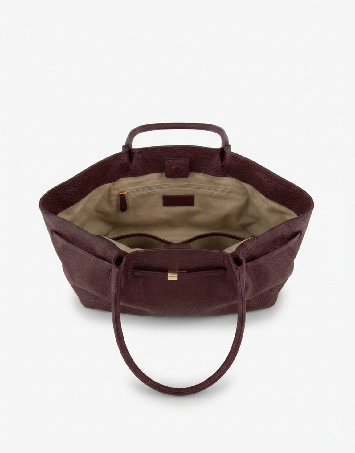 Burgundy Grote Leren Shopper - Tas - Olivia & Kate