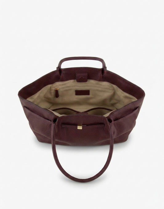 Burgundy Grote Leren Shopper - Tas - Olivia & Kate