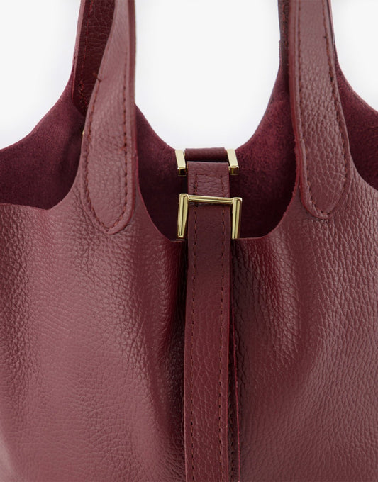 Burgundy Leren Gesp - Tas - Olivia & Kate