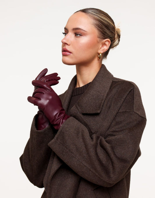 Burgundy Leren Telefoontouch - Handschoenen - Olivia & Kate