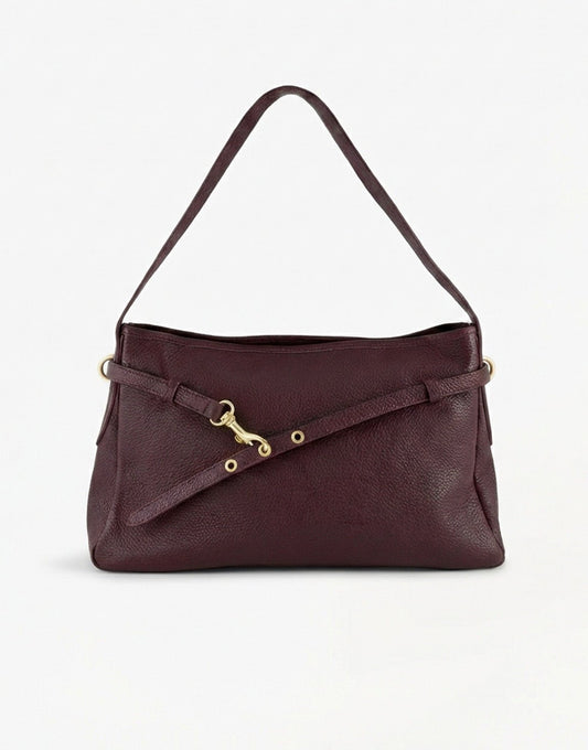 Burgundy Leren Vierkante - Tas - Olivia & Kate