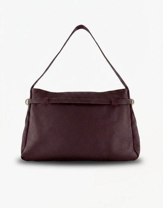 Burgundy Leren Vierkante - Tas - Olivia & Kate