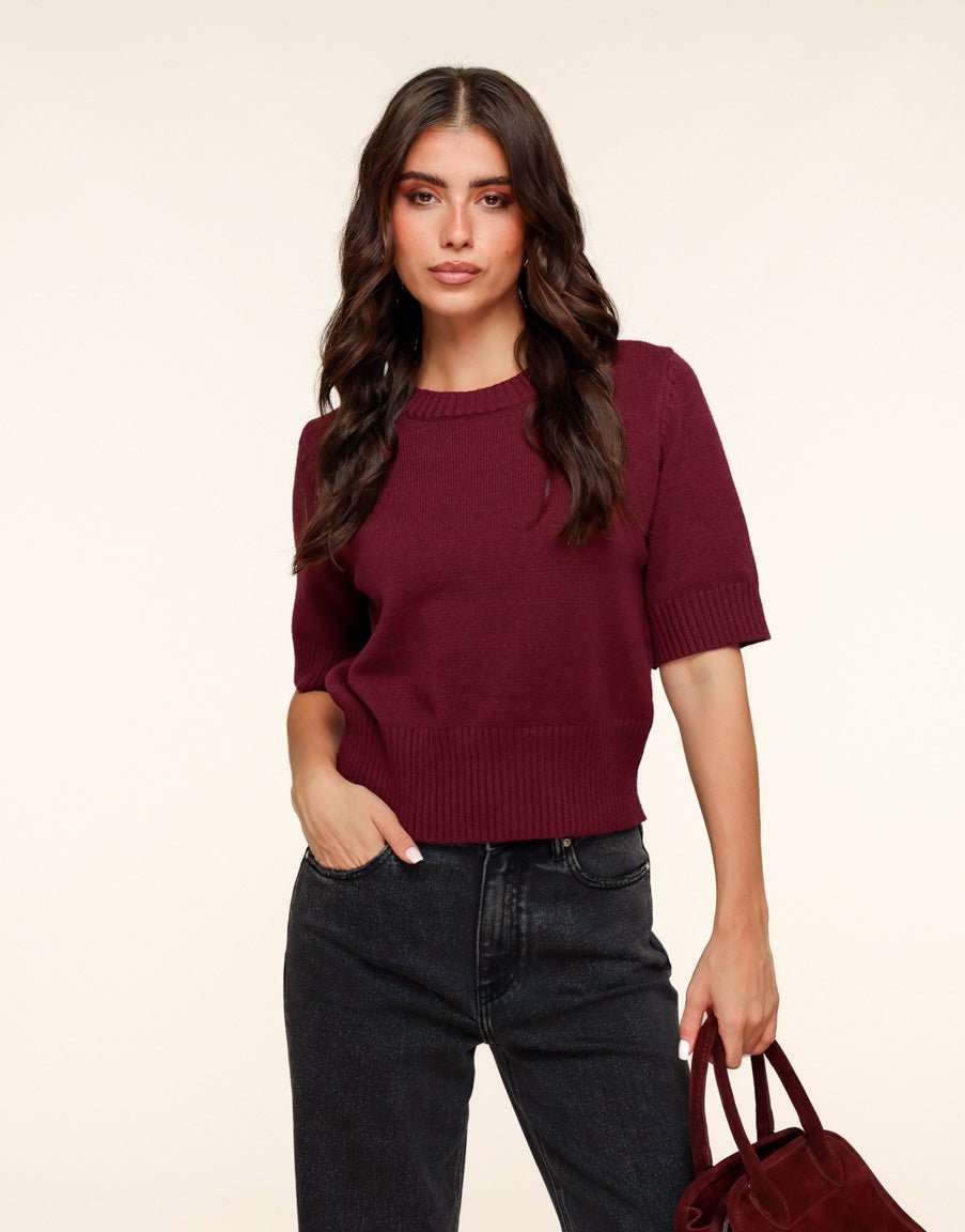 Burgundy Losse SS - Trui - Olivia & Kate