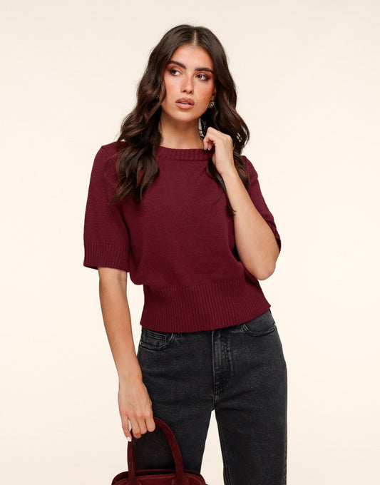 Burgundy Losse SS - Trui - Olivia & Kate