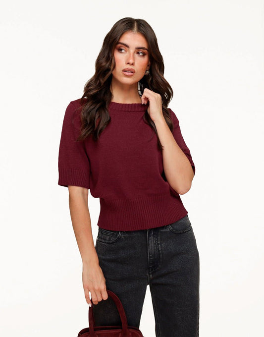 Burgundy Losse SS - Trui - Olivia & Kate