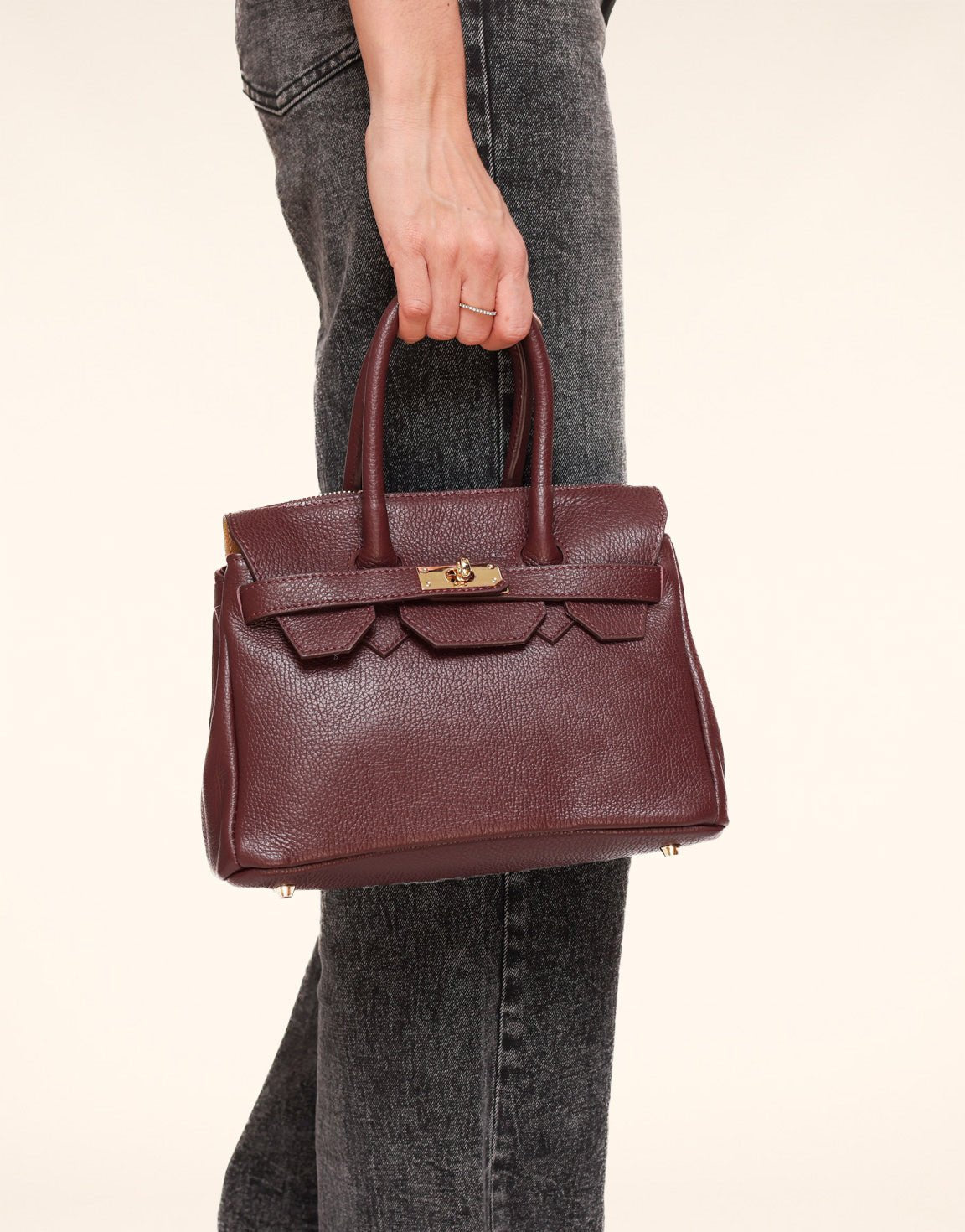 Burgundy Middel Gouden Details - Tas - Olivia & Kate
