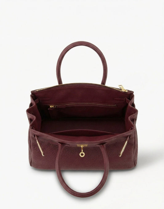 Burgundy Medium Gold Details - Bag - Olivia & Kate