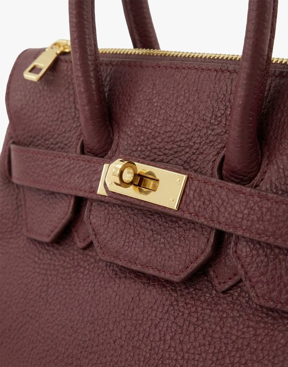 Burgundy Medium Gold Details - Bag - Olivia & Kate