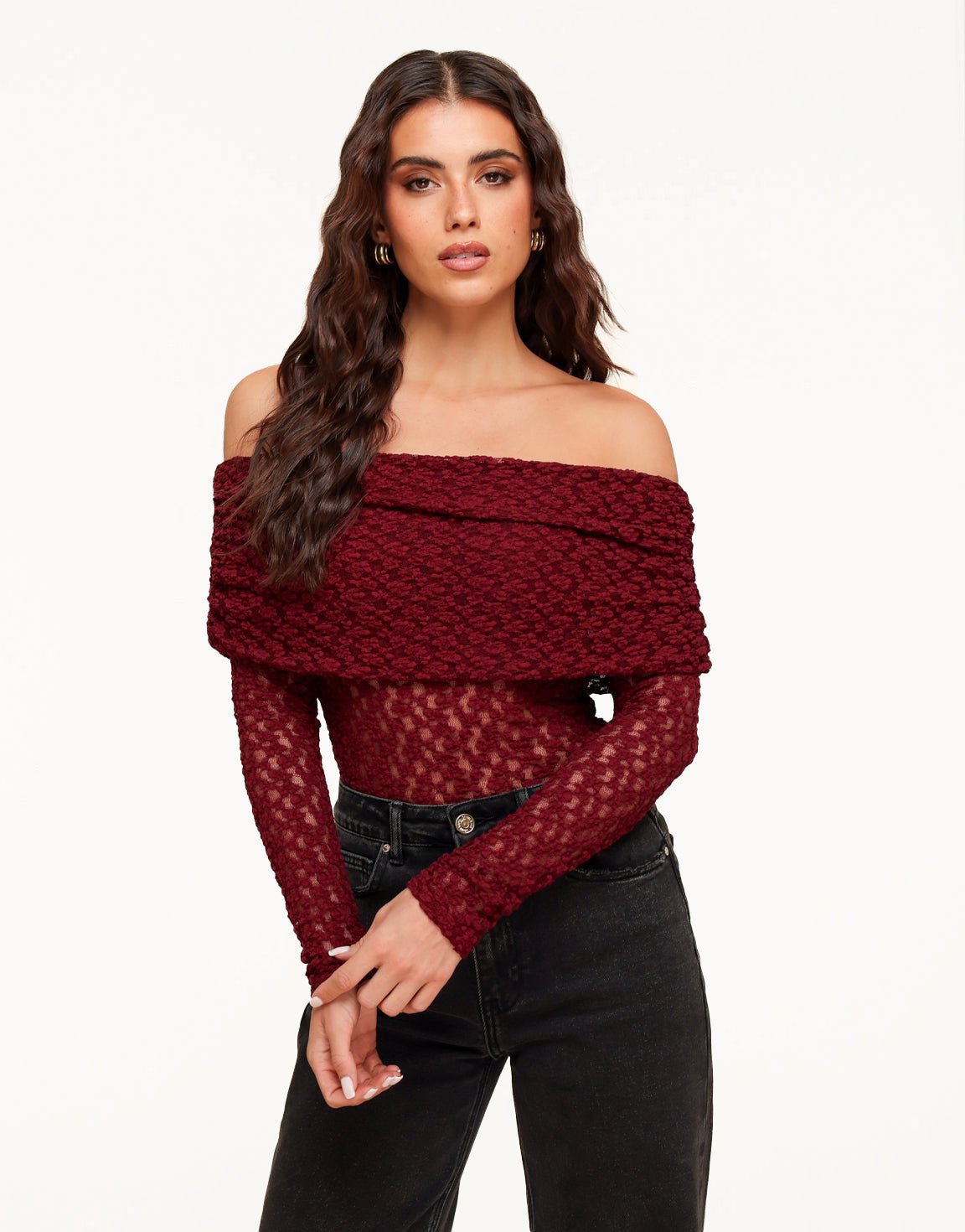 Burgundy Omgeslagen Off Shoulder - Top | Olivia & kate - Olivia & Kate