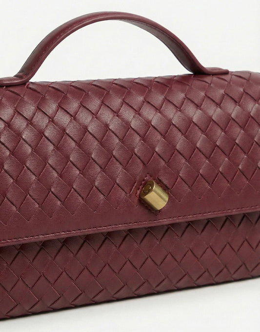 Burgundy PU Gouden Detail Clutch - Tas - Olivia & Kate